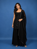Black Scallop Beaded Embroidery Georgette Palazzo Suit