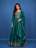 Teal Green Floral Embroidered Design Georgette Gown