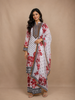 White Floral Design Synthetic Salwar Suit