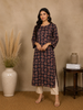 Navy Blue Mandala Floral Design Cotton Kurti