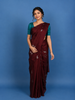 Burgundy Butterfly Motif Woven Pure Kanchipuram Silk Saree