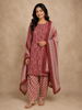 Onion Pink Straight Cut Salwar Suit for Girls Adorned with Fancy Prints Design and Paired with Dupatta