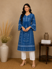 Blue Floral Printed Casual Cotton Kurti