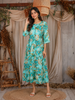 Aqua Blue Floral Printed Design Cotton Kurti