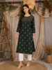 Green Cotton Kurti Top Adorned with Design Prints