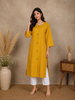 Yellow Stripes Design Cotton Kurti