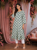 Green and Blue Geometric Printed Design Cotton Kurti