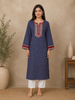 Blue Dots Printed Rayon Kurti Top