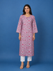 Lavender Floral Design Cotton Kurti