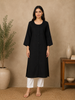 Black Stripes Design Cotton Kurti