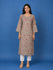 Grey Floral Designed Cotton Kurti