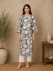 Grey Floral Printed Design Cotton Kurti