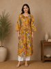Yellow Floral Printed Rayon Kurti