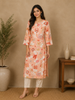 Peach Floral Printed Cotton Kurti