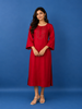 Red Floral Designed Cotton Kurti