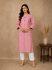 Pink Pleated Design Cotton Kurti