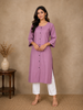 Lavender Stripes Designed Cotton Kurti