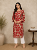 Maroon Floral Printed Design Cotton Kurti