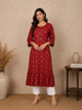 Maroon Dots Design Cotton Kurti