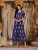 Navy Blue Ikat Printed Design Cotton Kurti