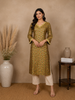 Mustard Green Ikat Design Rayon Kurti
