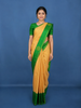 Mustard Yellow Checked Design Woven Pure Kanchipuram Silk Saree