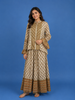 Beige Palazzo Salwar Suit Adorned with Floral Prints With Closed Collar and Full Sleeve