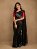 Black Paisley And Birds Motif Woven Design Pure Kanchipuram Silk Saree