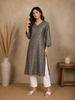 Gray Ikat Design Rayon Kurti