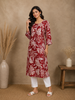 Maroon Floral Printed Cotton Kurti