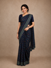 Indigo Floral Designed Chanderi Cotton Saree