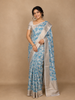 White Abstract Designed Cotton Saree