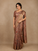 Pink Banarasi Saree with Flower and Leaf Design on the Body with Zari Border