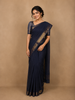 Dark Grey Solid Cotton Saree
