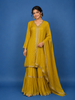 Yellow Floral Designed Semi Silk Salwar Suit