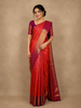 Flame Orange Floral Designed Woven Pure Kanchipuram Silk Saree