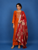 Burnt Orange Floral Embroidered Sequin Work Georgette Salwar Suit