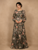 Brown Partywear with Flower Design Gown