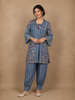 Muted Steel Blue Floral Printed Design Cotton Co Ord Salwar Suit