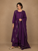 Purple Floral Embroidered  Cotton Salwar Suit