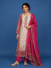 Pink And Beige Floral Designed Cotton Salwar Suit