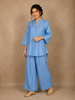 Sky Blue Solid Design Cotton Co-Ord Set