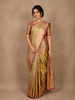 Golden Green Floral Woven Design Pure Kanchipuram Silk Saree
