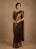 Deep Chocolate Brown Stripes Woven Pure Kanchipuram Silk Saree
