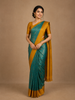 Teal Blue Floral Designed Soft Silk Saree
