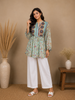 Green Floral Printed Cotton Kurti Top