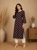 Wine Diamond Design Print Rayon Kurti