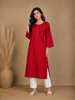 Pink Plain Cotton Rayon Kurti