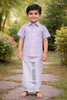Lavender Silk Dhoti With Matching Half Sleeve Shirt