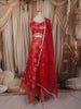 Cherry Pink Floral Zari Embroidered Design Semi Silk Lehenga with Matching Dupatta